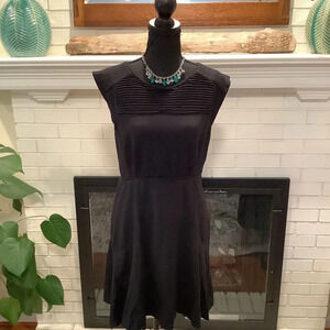 #176 Banana Republic Black Skater Type Dress with Statement Necklace Size 10